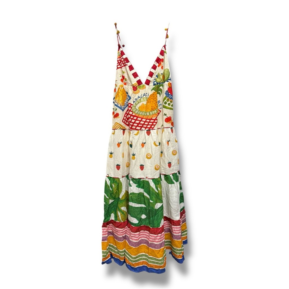 Farm Rio Mixed Picnic Linen Maxi Dress, XS - Picture 2 of 5